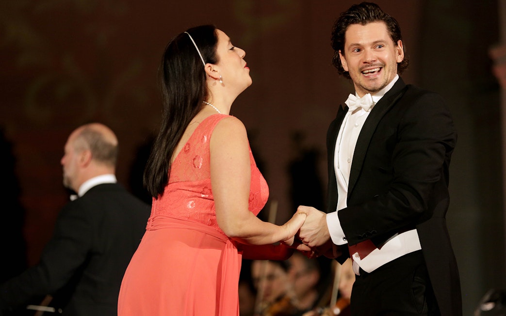 Performers at Mozart and Strauss concert in Schönbrunn Palace, Vienna.