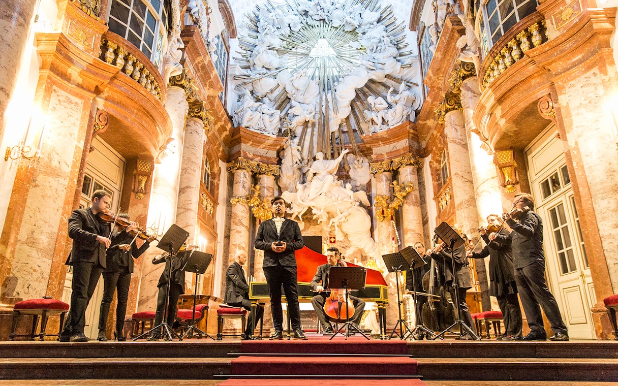 Musicians performing Vivaldi's Four Seasons at Karlskirche, Vienna.