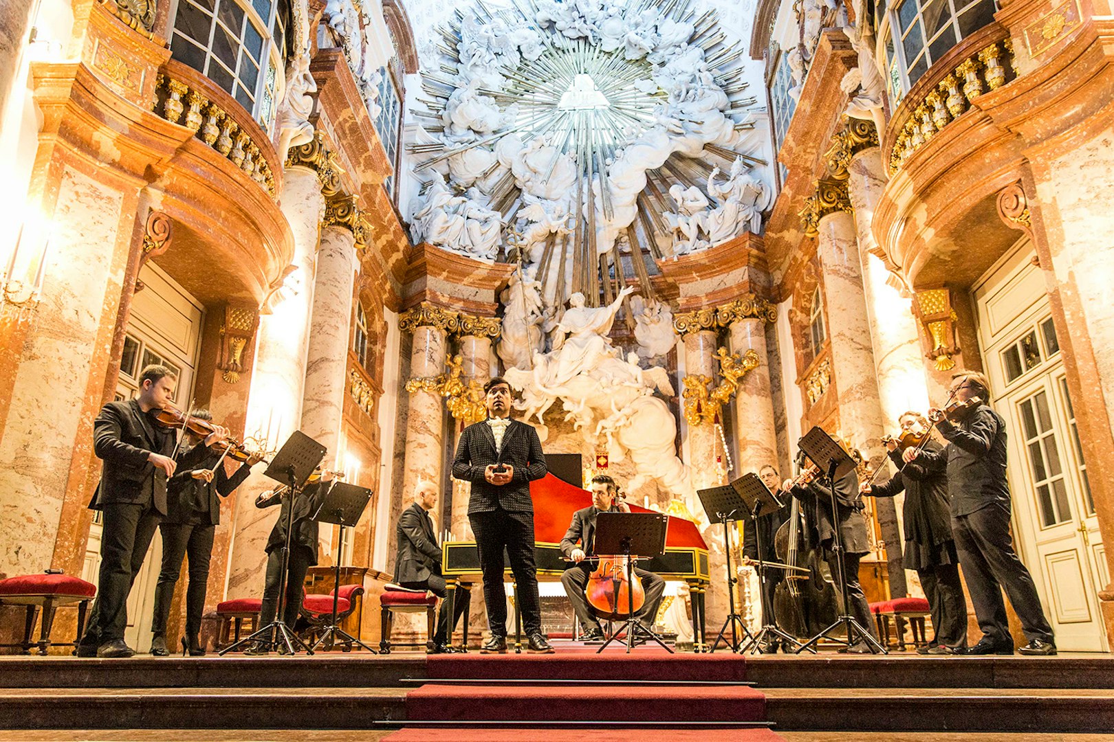 Musicians performing Vivaldi's Four Seasons at Karlskirche, Vienna.