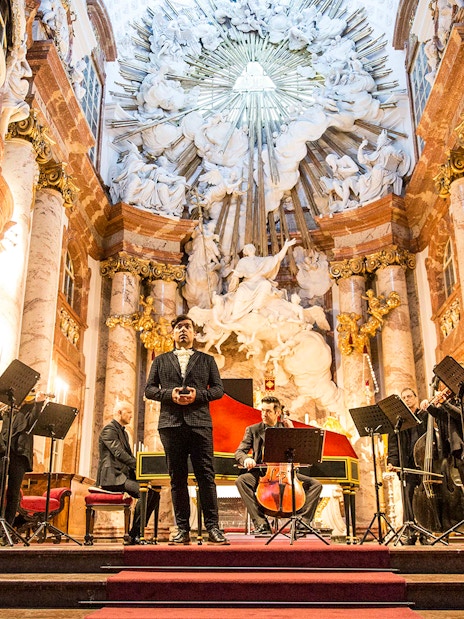 Musicians performing Vivaldi's Four Seasons at Karlskirche, Vienna.