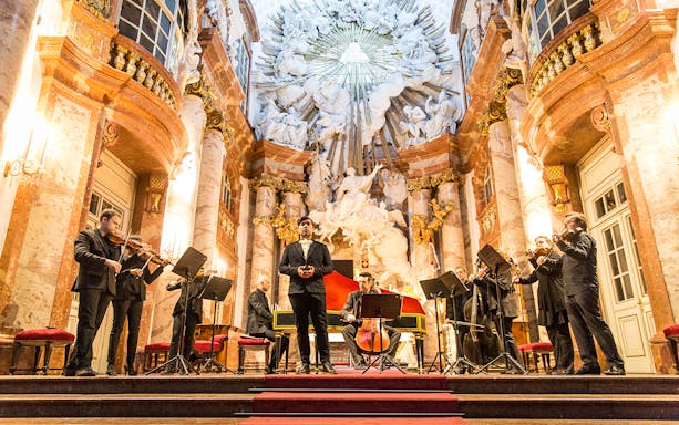 Musicians performing Vivaldi's Four Seasons at Karlskirche, Vienna.