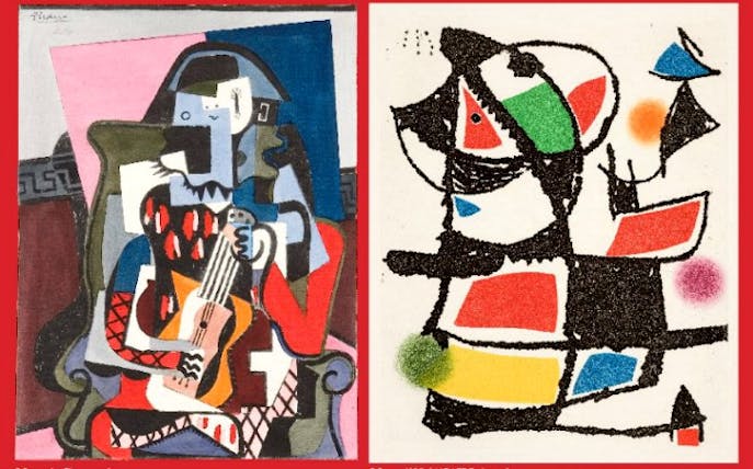 Picasso and Miró artworks at Passion and Poetry Exhibition.