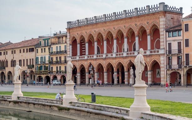 Statues and historic building in Prato della Valle, Padua, Italy.