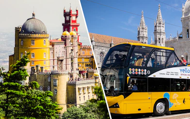 Pena Palace and Lisbon hop-on hop-off bus in Lisbon, Portugal.