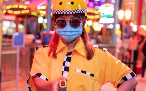 Person in yellow costume at Genting Spookadilly Halloween, Skytropolis.