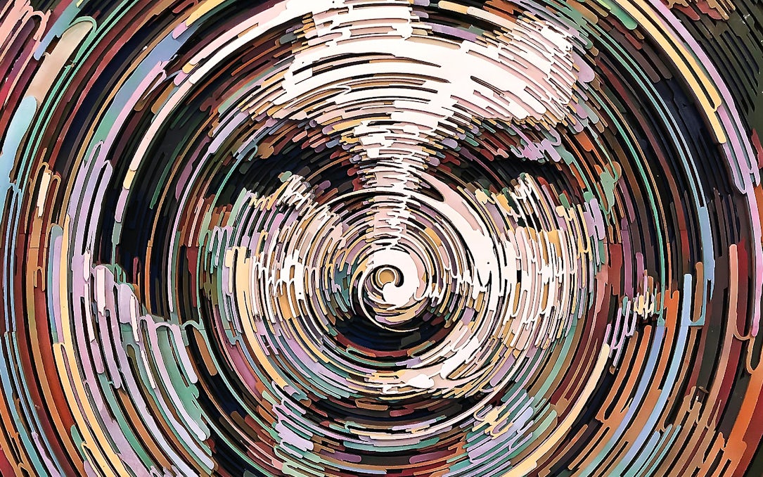 Interactive optical illusion exhibit at Illusion Art Museum, Prague.