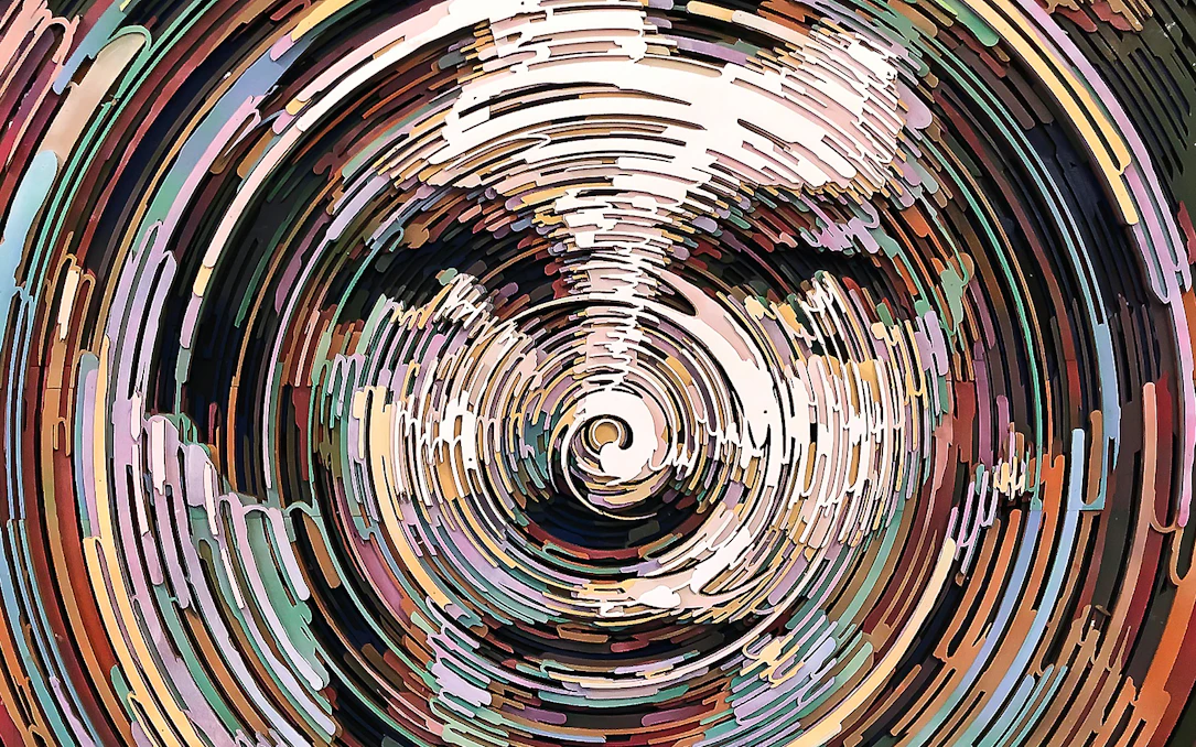Interactive optical illusion exhibit at Illusion Art Museum, Prague.