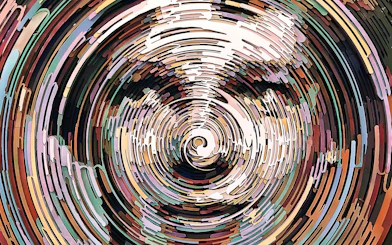 Interactive optical illusion exhibit at Illusion Art Museum, Prague.