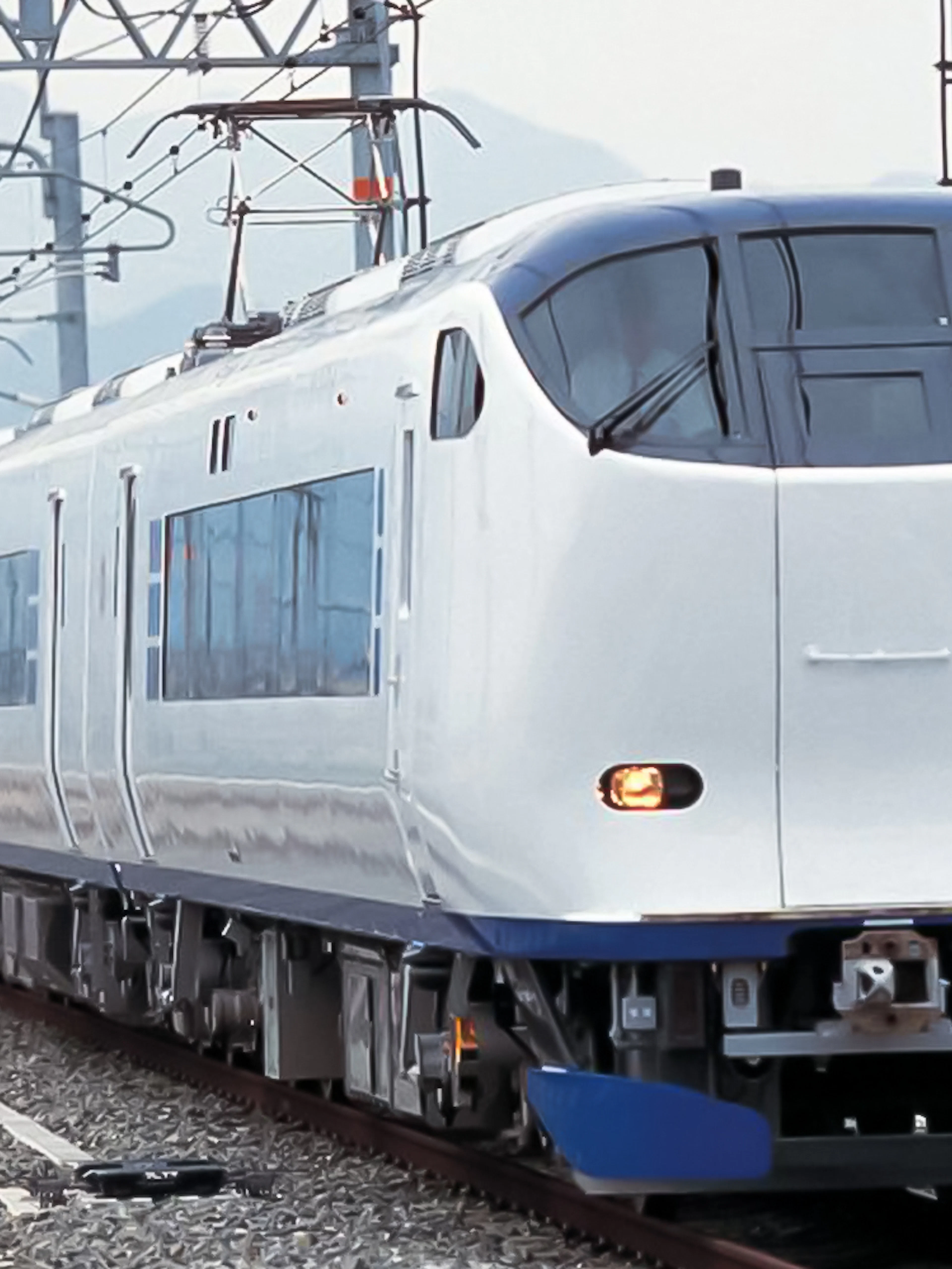 Train on tracks in Okayama-Hiroshima-Yamaguchi area, Japan.