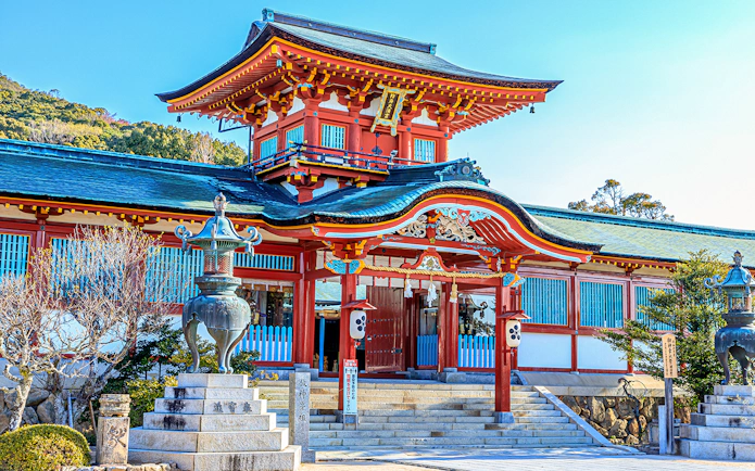 Traditional Japanese shrine entrance in Setouchi, Japan, part of the 7 Day JR Setouchi Area Pass tour.