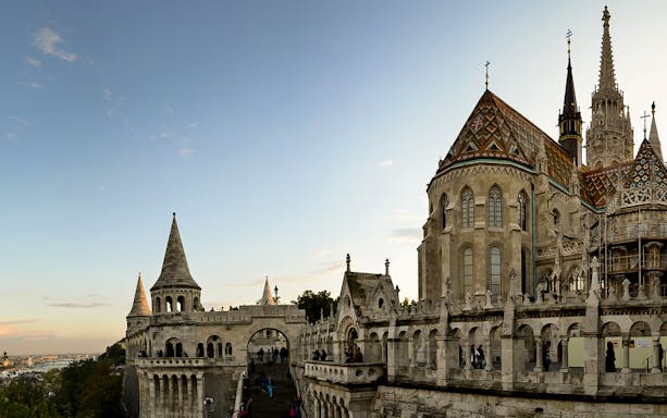Fisherman's Bastion in Budapest during a guided bus tour.