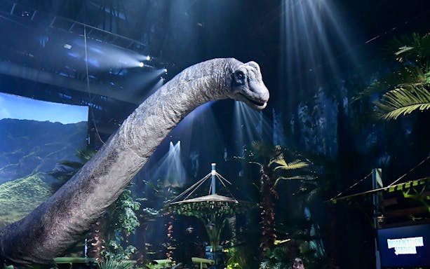 Brachiosaurus model at Jurassic World: The Exhibition in London.