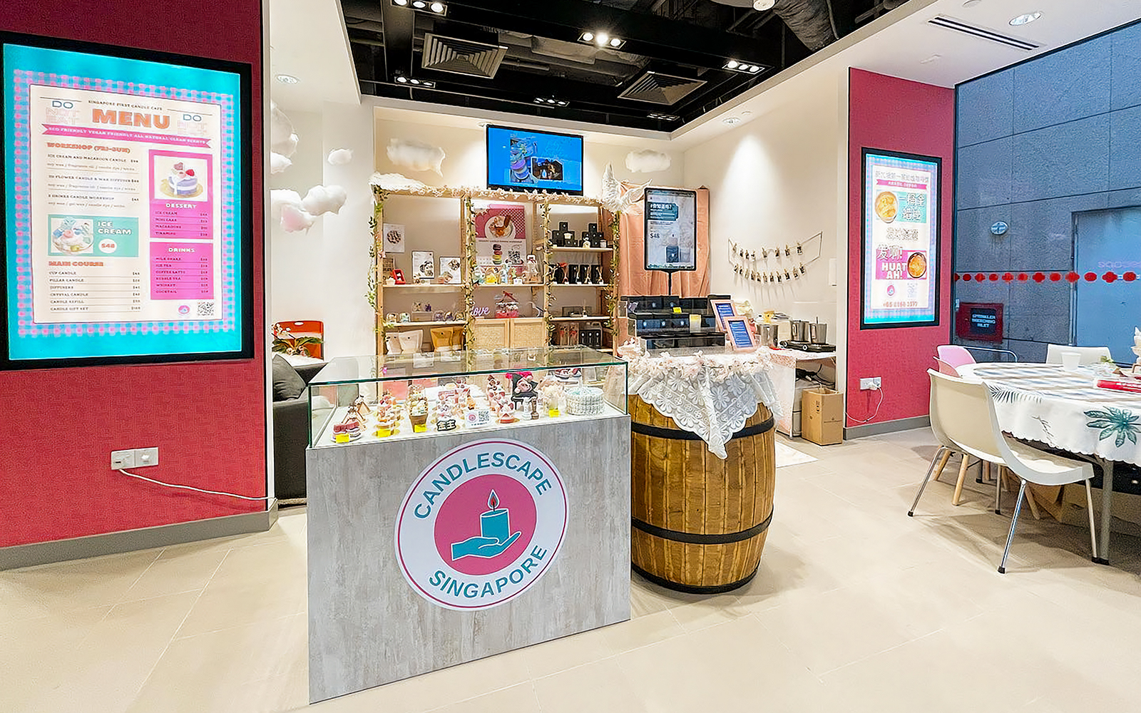 Candle Making Workshops at Candlescape Singapore with display of colorful candles and workshop area.