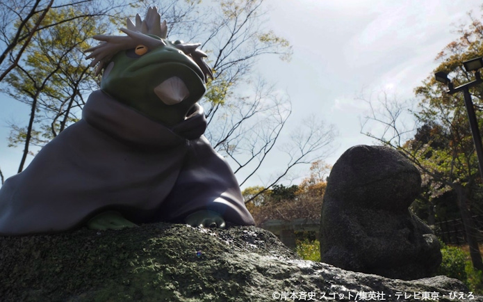 Statue of a character from Naruto at Nijigen No Mori Theme Park, Japan.