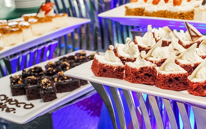 Red velvet and chocolate desserts at Atmosphere 360 Revolving Restaurant, Kuala Lumpur.