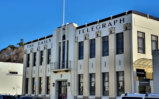 Art Deco building in Napier, Hawkes Bay, featured on A Grand Day Out tour.