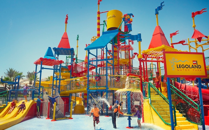 Children playing at Legoland Water Park in Dubai Parks and Resorts.