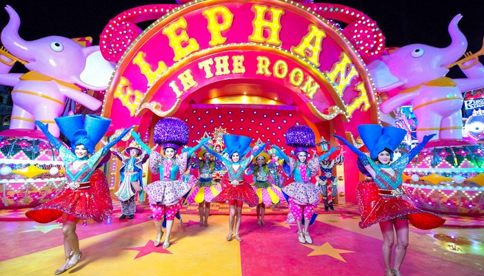 Carnival Magic Park Phuket vibrant parade with performers in colorful costumes, dinner and transfer option.