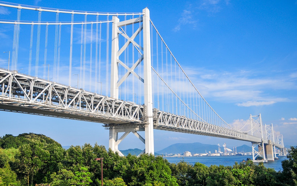 Seto Ohashi Bridge spanning over the Seto Inland Sea in Shikoku, Japan.