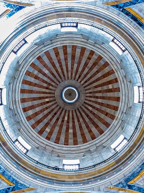 Interior view of the National Pantheon dome in Lisbon, Portugal.