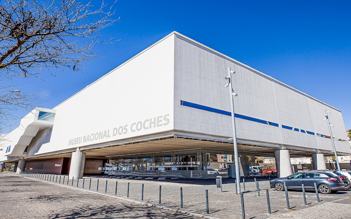 National Coach Museum exterior in Lisbon, Portugal, showcasing modern architecture.