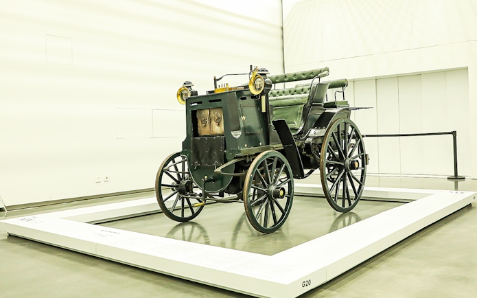 Historic carriage display at the National Coach Museum.