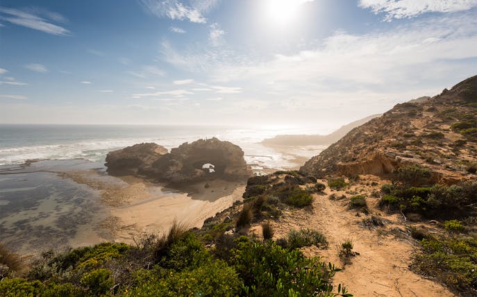 Coastal view along the Great Ocean Road near the Twelve Apostles, Australia.