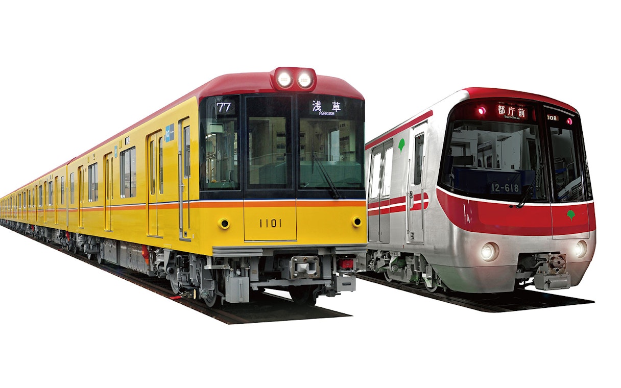 Skyliner and Tokyo subway trains for round-trip ticket service.