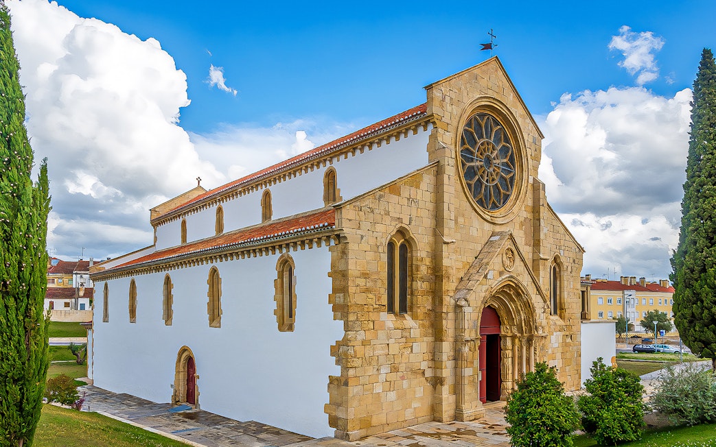 Knights Templar church exterior in Tomar, Portugal, part of Lisbon tour.