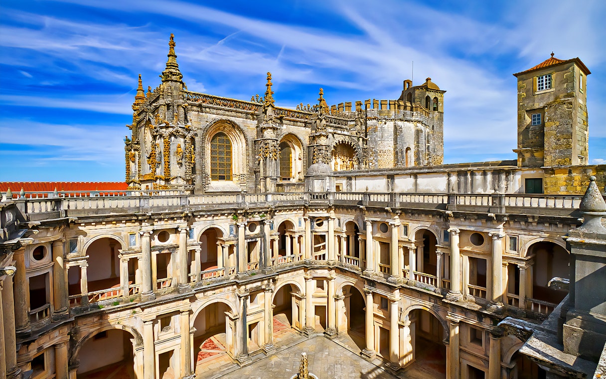 Tomar Convent of Christ courtyard on Knights Templar Tour from Lisbon.