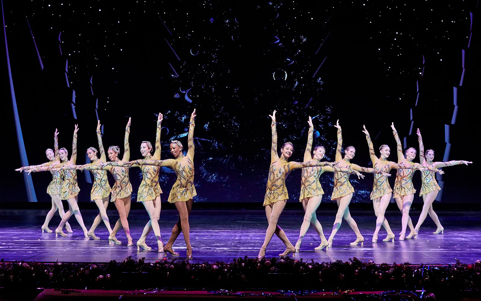 Exciting scene from the Radio City Christmas Spectacular Starring The Radio City Rockettes in New York, featuring dazzling performances and festive decorations