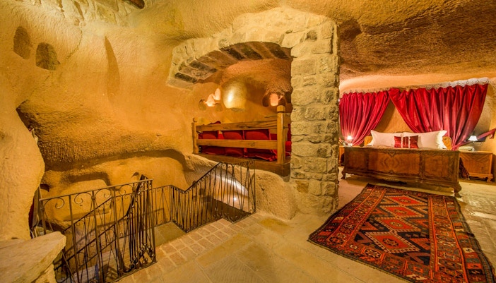 Royal stone houses Goreme Cappadocia