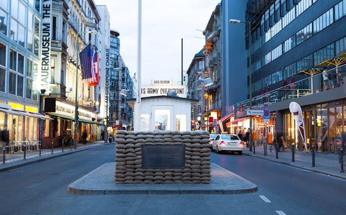 Checkpoint Charlie in Berlin, part of the guided Berlin Wall tour.