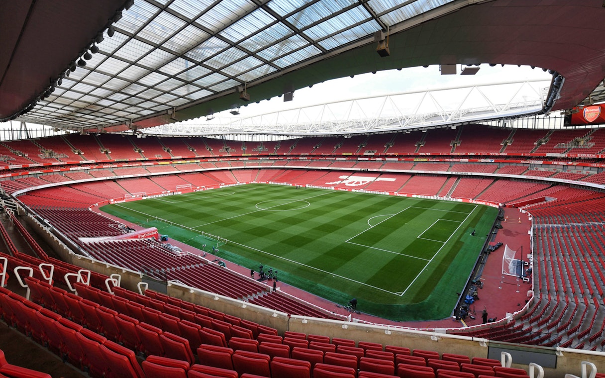 Arsenal FC Emirates Stadium interior view, London.
