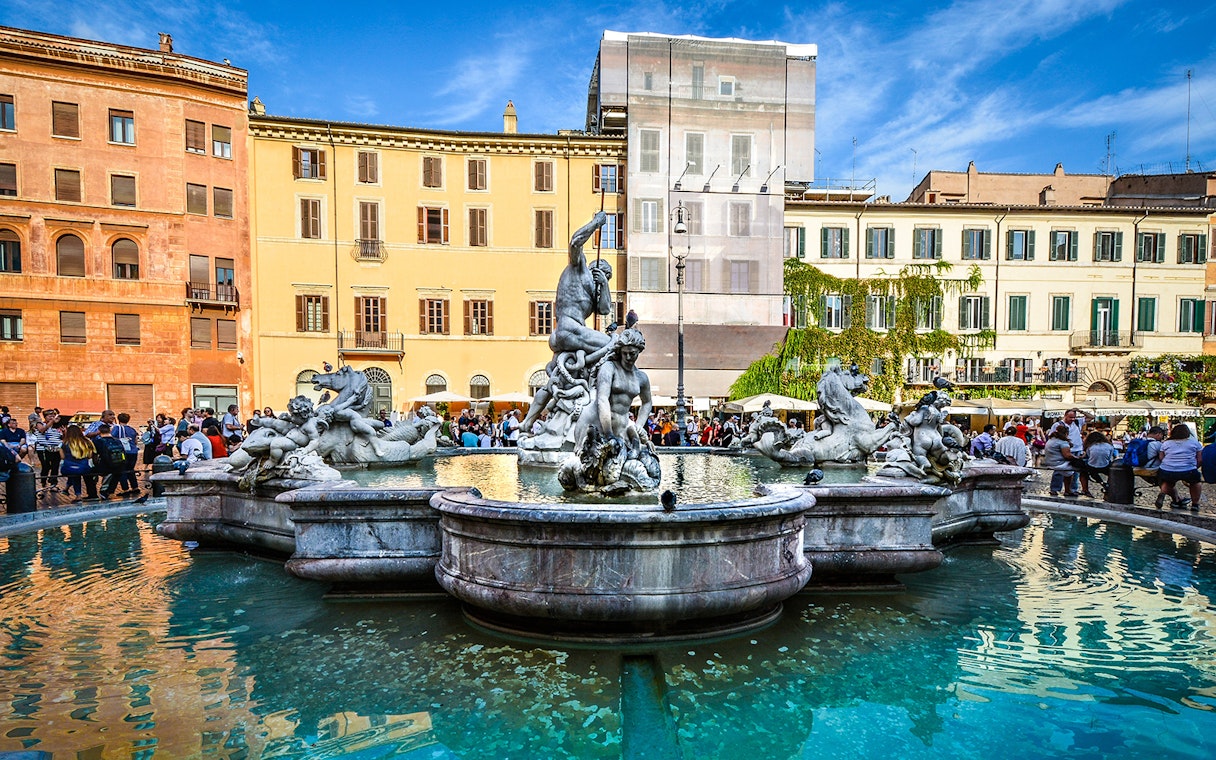 Fountain of Neptune in Piazza Navona, Rome, featured on the Official Angels & Demons Tour.