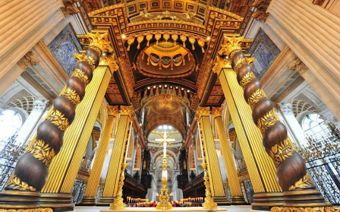 St. Paul's Cathedral interior with ornate golden columns, London Experience with Lunch.