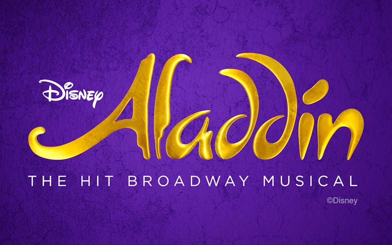 Aladdin Broadway musical logo on purple background