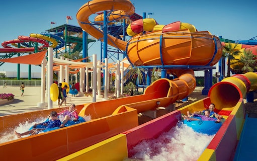 Visitors enjoying water slides at LEGOLAND® Dubai.
