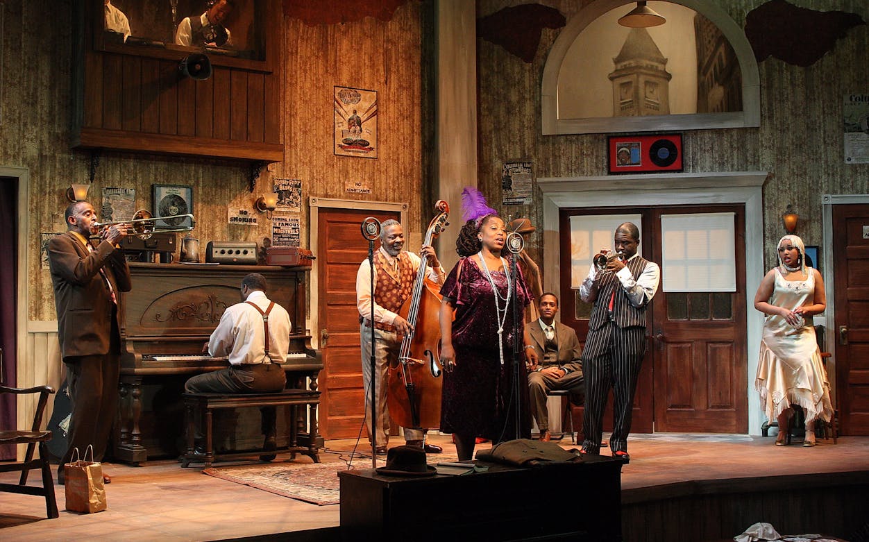 Cast performing a scene from Ma Rainey's Black Bottom on stage