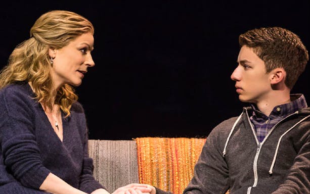 Two actors in a scene from the musical Dear Evan Hansen.