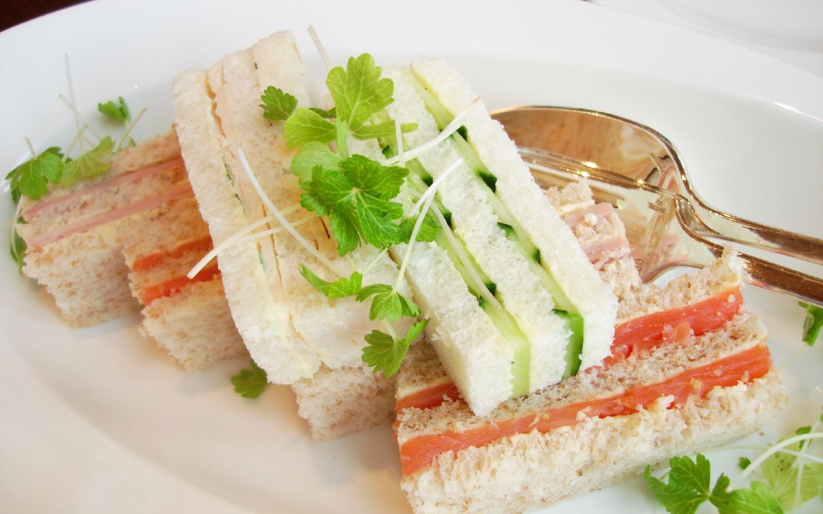 Finger sandwiches served at an afternoon high-tea party in New York.