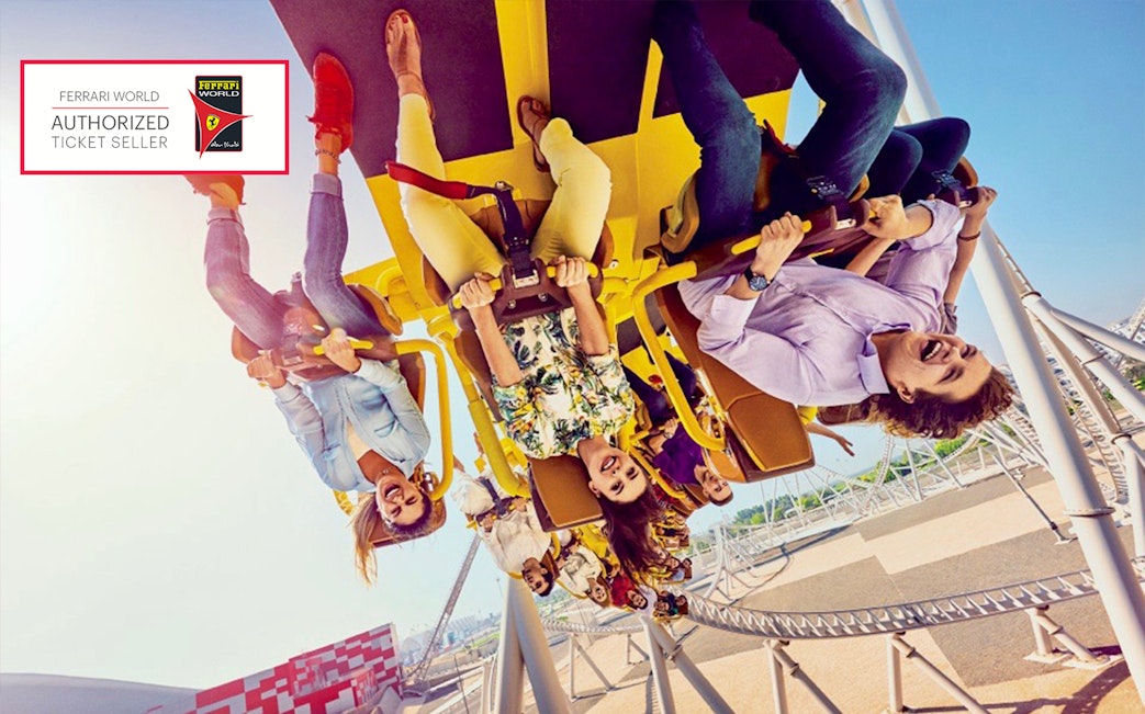 Visitors on a roller coaster at Ferrari World Abu Dhabi.