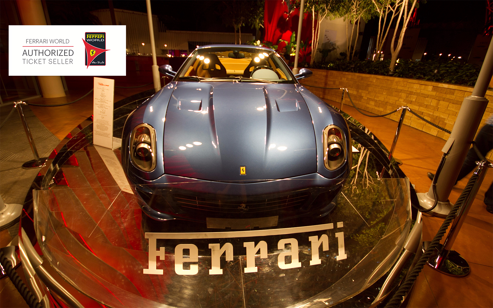 Ferrari sports car on display at Ferrari World Abu Dhabi.