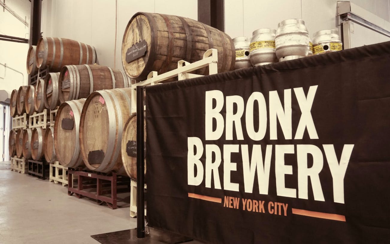 Bronx Brewery barrels and kegs in New York City.